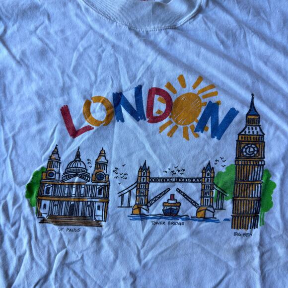 VINTAGE 90S LONDON SOUVENIR EUROPE T-SHIRT BIG BEN GRAPHIC T-SHIRT MENS SMALL - Picture 2 of 5